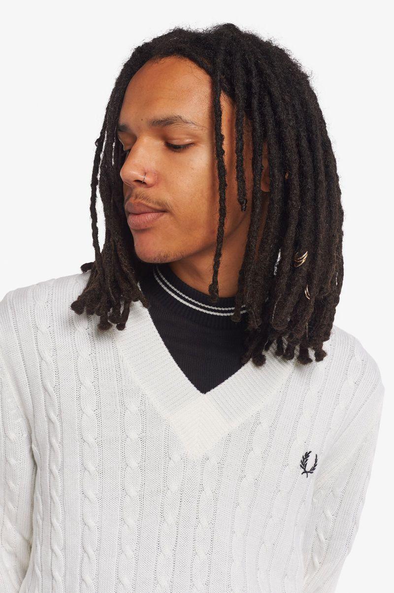 White Fred Perry K3801 Men's Knitwear | PH 1306PJJQ